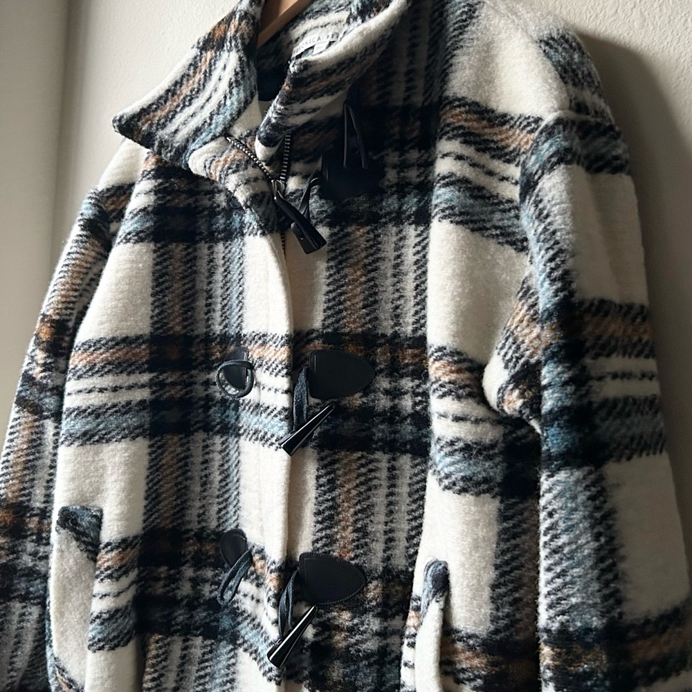 VERONICA BEARD CAEL OVERSIZED TARTAN PLAID DICKEY COAT TOGGLE ZIP CLOSURE Sz 2 - Picture 8 of 15
